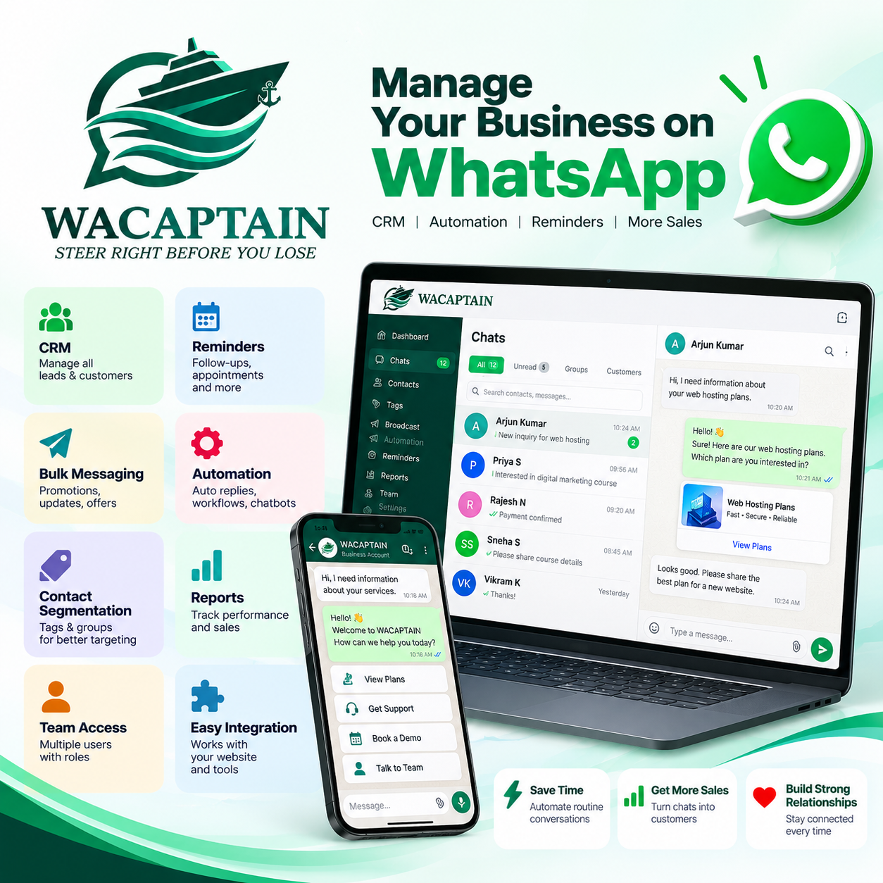 WaCaptain — WhatsApp CRM & Team Inbox